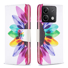 Custodia Portafoglio In Pelle Fantasia Modello Cover con Supporto B01F per Xiaomi Redmi Note 13 5G Multicolore