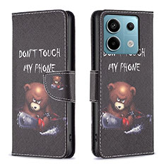 Custodia Portafoglio In Pelle Fantasia Modello Cover con Supporto B01F per Xiaomi Redmi Note 13 Pro 5G Grigio Scuro