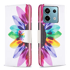 Custodia Portafoglio In Pelle Fantasia Modello Cover con Supporto B01F per Xiaomi Redmi Note 13 Pro 5G Multicolore