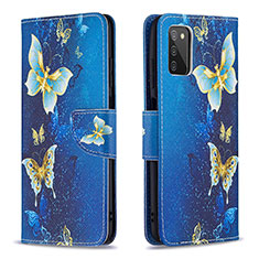 Custodia Portafoglio In Pelle Fantasia Modello Cover con Supporto B03F per Samsung Galaxy A03s Cielo Blu
