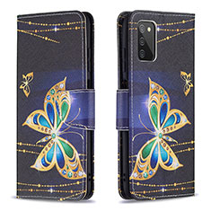 Custodia Portafoglio In Pelle Fantasia Modello Cover con Supporto B03F per Samsung Galaxy A03s Nero