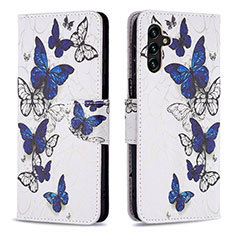 Custodia Portafoglio In Pelle Fantasia Modello Cover con Supporto B03F per Samsung Galaxy A04s Blu