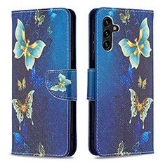 Custodia Portafoglio In Pelle Fantasia Modello Cover con Supporto B03F per Samsung Galaxy A04s Cielo Blu