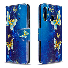 Custodia Portafoglio In Pelle Fantasia Modello Cover con Supporto B03F per Samsung Galaxy A21 Cielo Blu