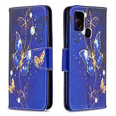 Custodia Portafoglio In Pelle Fantasia Modello Cover con Supporto B03F per Samsung Galaxy A21s Blu Notte