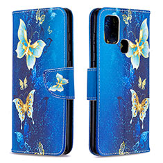 Custodia Portafoglio In Pelle Fantasia Modello Cover con Supporto B03F per Samsung Galaxy A21s Cielo Blu