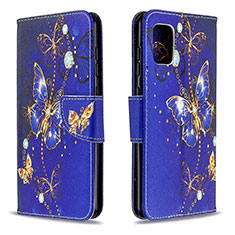 Custodia Portafoglio In Pelle Fantasia Modello Cover con Supporto B03F per Samsung Galaxy A31 Blu Notte