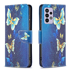 Custodia Portafoglio In Pelle Fantasia Modello Cover con Supporto B03F per Samsung Galaxy A33 5G Cielo Blu