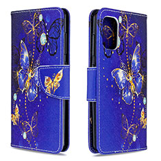 Custodia Portafoglio In Pelle Fantasia Modello Cover con Supporto B03F per Samsung Galaxy A41 Blu Notte