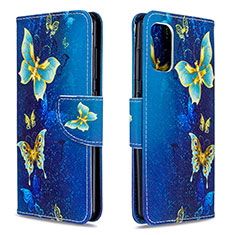 Custodia Portafoglio In Pelle Fantasia Modello Cover con Supporto B03F per Samsung Galaxy A41 Cielo Blu