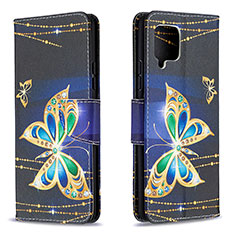 Custodia Portafoglio In Pelle Fantasia Modello Cover con Supporto B03F per Samsung Galaxy A42 5G Nero