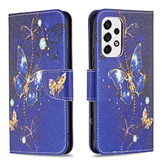 Custodia Portafoglio In Pelle Fantasia Modello Cover con Supporto B03F per Samsung Galaxy A53 5G Blu Notte