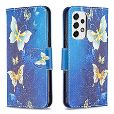 Custodia Portafoglio In Pelle Fantasia Modello Cover con Supporto B03F per Samsung Galaxy A53 5G Cielo Blu