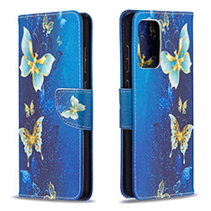 Custodia Portafoglio In Pelle Fantasia Modello Cover con Supporto B03F per Samsung Galaxy A72 4G Cielo Blu