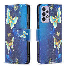 Custodia Portafoglio In Pelle Fantasia Modello Cover con Supporto B03F per Samsung Galaxy A73 5G Cielo Blu