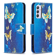 Custodia Portafoglio In Pelle Fantasia Modello Cover con Supporto B03F per Samsung Galaxy A82 5G Cielo Blu