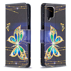 Custodia Portafoglio In Pelle Fantasia Modello Cover con Supporto B03F per Samsung Galaxy F12 Nero