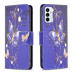 Custodia Portafoglio In Pelle Fantasia Modello Cover con Supporto B03F per Samsung Galaxy F23 5G Blu Notte