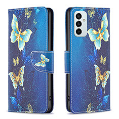 Custodia Portafoglio In Pelle Fantasia Modello Cover con Supporto B03F per Samsung Galaxy F23 5G Cielo Blu
