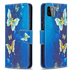 Custodia Portafoglio In Pelle Fantasia Modello Cover con Supporto B03F per Samsung Galaxy F42 5G Cielo Blu