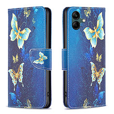 Custodia Portafoglio In Pelle Fantasia Modello Cover con Supporto B03F per Samsung Galaxy M04 Cielo Blu