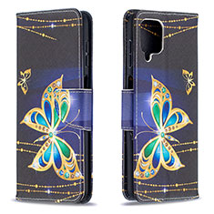 Custodia Portafoglio In Pelle Fantasia Modello Cover con Supporto B03F per Samsung Galaxy M12 Nero