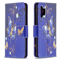 Custodia Portafoglio In Pelle Fantasia Modello Cover con Supporto B03F per Samsung Galaxy M32 5G Blu Notte