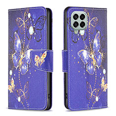Custodia Portafoglio In Pelle Fantasia Modello Cover con Supporto B03F per Samsung Galaxy M33 5G Blu Notte