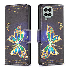 Custodia Portafoglio In Pelle Fantasia Modello Cover con Supporto B03F per Samsung Galaxy M33 5G Nero