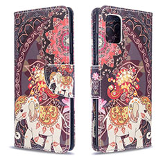 Custodia Portafoglio In Pelle Fantasia Modello Cover con Supporto B03F per Samsung Galaxy M40S Marrone