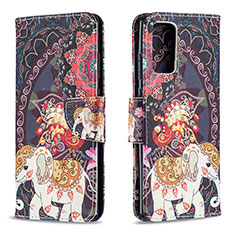 Custodia Portafoglio In Pelle Fantasia Modello Cover con Supporto B03F per Samsung Galaxy Note 20 5G Marrone