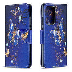 Custodia Portafoglio In Pelle Fantasia Modello Cover con Supporto B03F per Samsung Galaxy Note 20 Ultra 5G Blu Notte