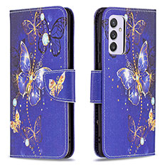 Custodia Portafoglio In Pelle Fantasia Modello Cover con Supporto B03F per Samsung Galaxy Quantum2 5G Blu Notte