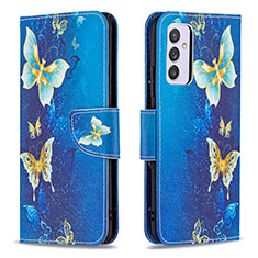 Custodia Portafoglio In Pelle Fantasia Modello Cover con Supporto B03F per Samsung Galaxy Quantum2 5G Cielo Blu