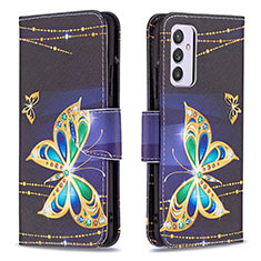 Custodia Portafoglio In Pelle Fantasia Modello Cover con Supporto B03F per Samsung Galaxy Quantum2 5G Nero