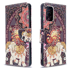 Custodia Portafoglio In Pelle Fantasia Modello Cover con Supporto B03F per Samsung Galaxy S20 5G Marrone