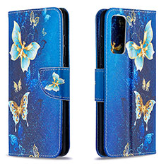 Custodia Portafoglio In Pelle Fantasia Modello Cover con Supporto B03F per Samsung Galaxy S20 FE 4G Cielo Blu