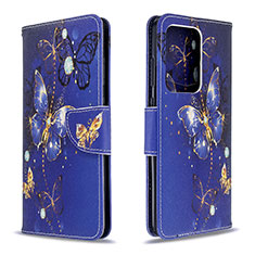 Custodia Portafoglio In Pelle Fantasia Modello Cover con Supporto B03F per Samsung Galaxy S20 Plus 5G Blu Notte