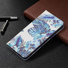 Custodia Portafoglio In Pelle Fantasia Modello Cover con Supporto B03F per Samsung Galaxy S21 FE 5G Blu
