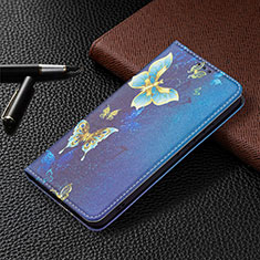 Custodia Portafoglio In Pelle Fantasia Modello Cover con Supporto B03F per Samsung Galaxy S23 5G Blu Notte