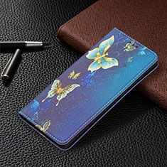 Custodia Portafoglio In Pelle Fantasia Modello Cover con Supporto B03F per Samsung Galaxy S23 Ultra 5G Blu Notte