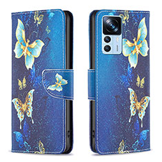 Custodia Portafoglio In Pelle Fantasia Modello Cover con Supporto B03F per Xiaomi Mi 12T 5G Cielo Blu