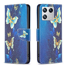 Custodia Portafoglio In Pelle Fantasia Modello Cover con Supporto B03F per Xiaomi Mi 13 5G Cielo Blu