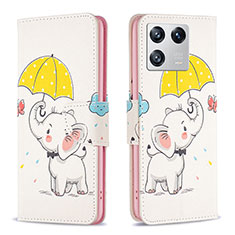 Custodia Portafoglio In Pelle Fantasia Modello Cover con Supporto B03F per Xiaomi Mi 13 5G Giallo