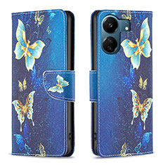 Custodia Portafoglio In Pelle Fantasia Modello Cover con Supporto B03F per Xiaomi Poco C65 Cielo Blu