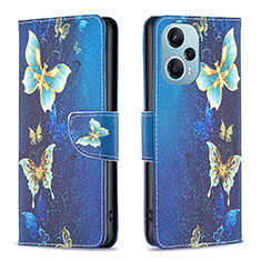 Custodia Portafoglio In Pelle Fantasia Modello Cover con Supporto B03F per Xiaomi Poco F5 5G Cielo Blu