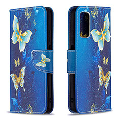 Custodia Portafoglio In Pelle Fantasia Modello Cover con Supporto B03F per Xiaomi Poco M3 Cielo Blu