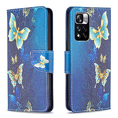 Custodia Portafoglio In Pelle Fantasia Modello Cover con Supporto B03F per Xiaomi Poco X4 NFC Cielo Blu