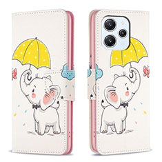 Custodia Portafoglio In Pelle Fantasia Modello Cover con Supporto B03F per Xiaomi Redmi 12 4G Giallo