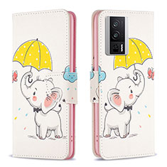 Custodia Portafoglio In Pelle Fantasia Modello Cover con Supporto B03F per Xiaomi Redmi K60 Pro 5G Giallo